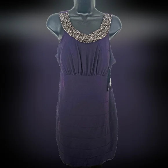 open lace back dress Damson Purple A-Line Casual Summer Midi Dress– PromGirl main image 0